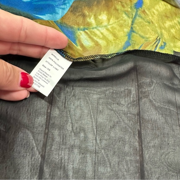 mirelle Blue tropical Floral print sheer Blouse kimono sleeve high low hem OS - Picture 7 of 7